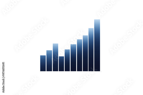 Glossy 3D bar chart rising steadily, dark blue gradient representing consistent growth and progression, isolated on a transparent background Free Download Glossy 3D bar chart rising steadily, dark blue gradient representing consistent growth and progression, isolated on a transparent background - GFXLoad