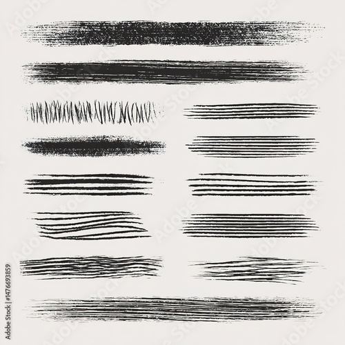 Wallpaper Mural line brush grunge underline shapes. High quality Torontodigital.ca