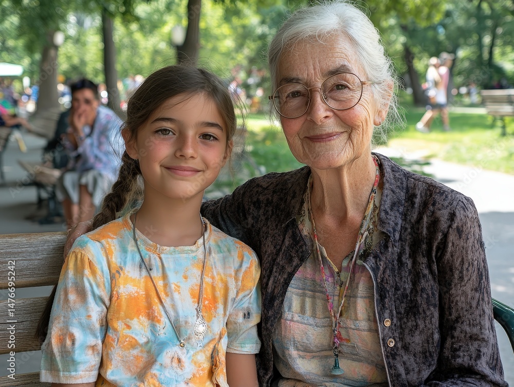 Mother and Teenager Share a Joyful Ice Cream Moment in the Park Mother and Teenager Share a Joyful Ice Cream Moment in the Park