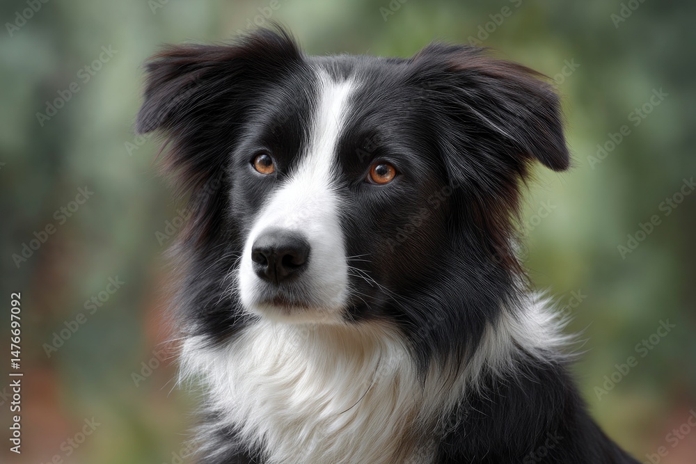 Fototapeta premium Border Collie Portrait: Serene Gaze, Soft Focus, Artistic Canine Image