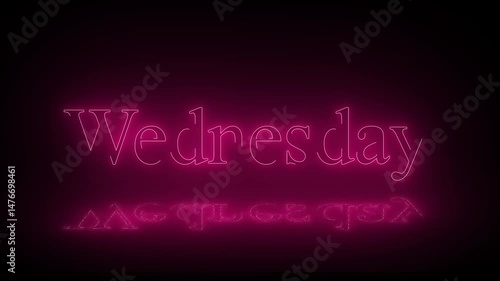 Realistic Neon Wednesday Text Loop 4k Video Black Background
