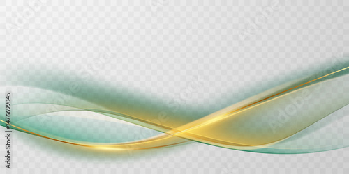 Green abstract wave background With luxury golden element vector illustration