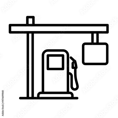 Gas station sign with fuel pump outlined in minimalist design  