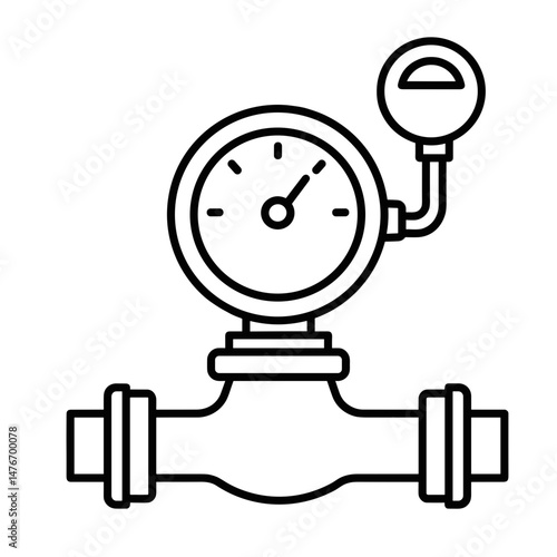 Pressure gauge on oil pipeline sensor in minimal linear style  