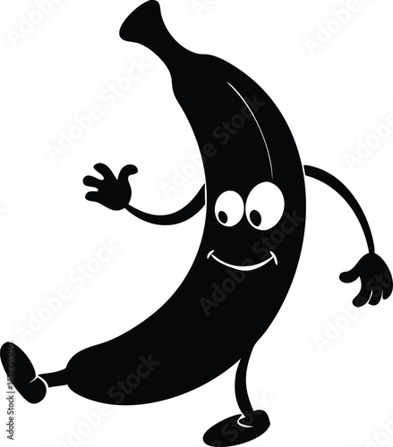 funny cartoon banana isolated silhouette