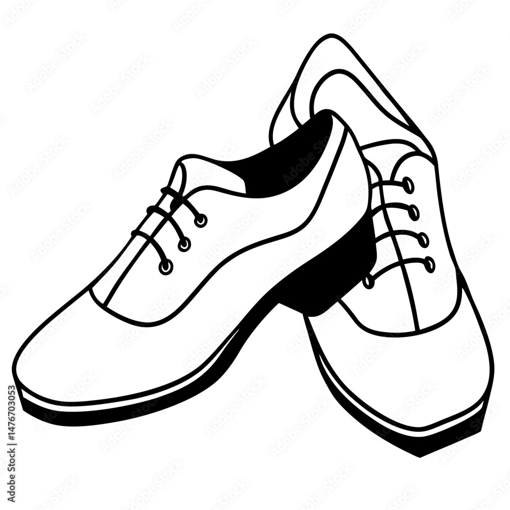 Black Jazz Shoes Silhouette Vector on White Background Black Jazz Shoes Silhouette Vector on White Background