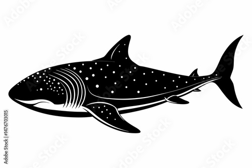 whale shark sihouette black vector