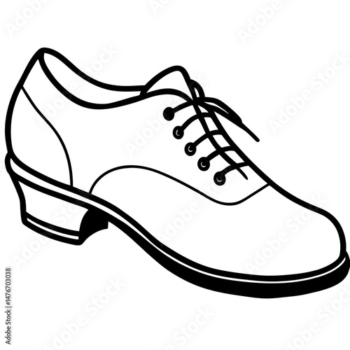 Black Jazz Shoes Silhouette Vector on White Background