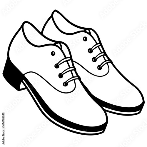Black Jazz Shoes Silhouette Vector on White Background
