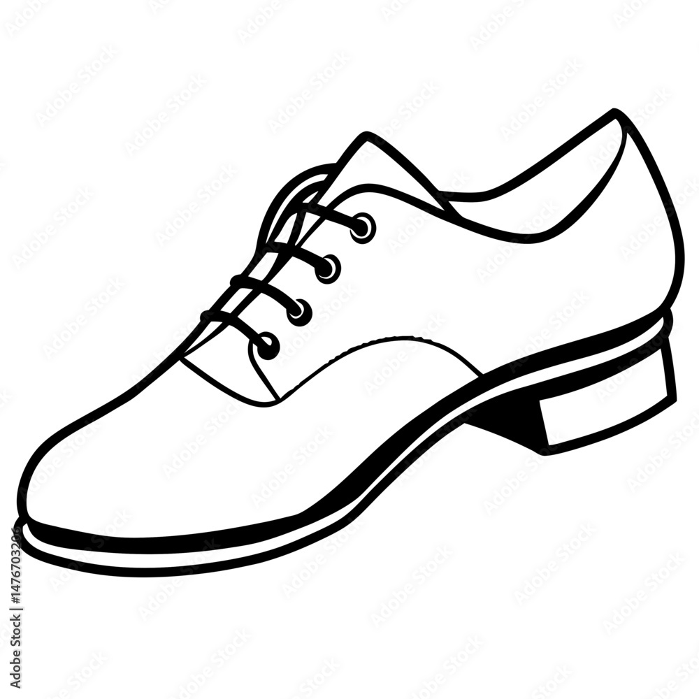 Black Jazz Shoes Silhouette Vector on White Background Black Jazz Shoes Silhouette Vector on White Background