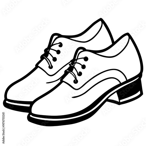 Black Jazz Shoes Silhouette Vector on White Background