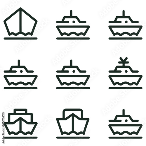 Different type of ship or Boat Icons vector