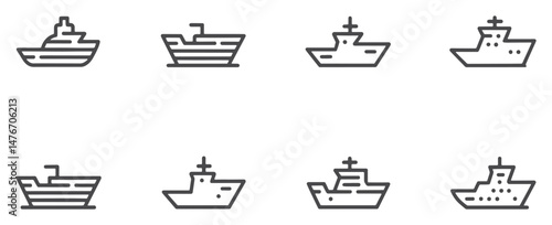 Different type of ship or Boat Icons vector