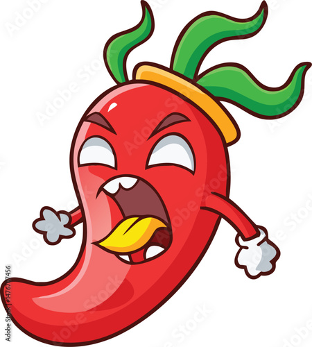 cartoon chili pepper breathing fire