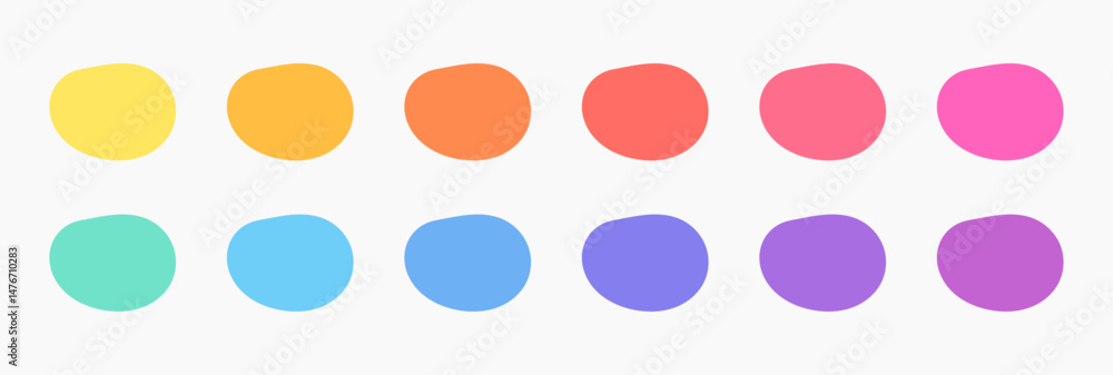 Blob banners colors set. Irregular shaped circle backgrounds. Quote bubbles color palette. Vector illustration.