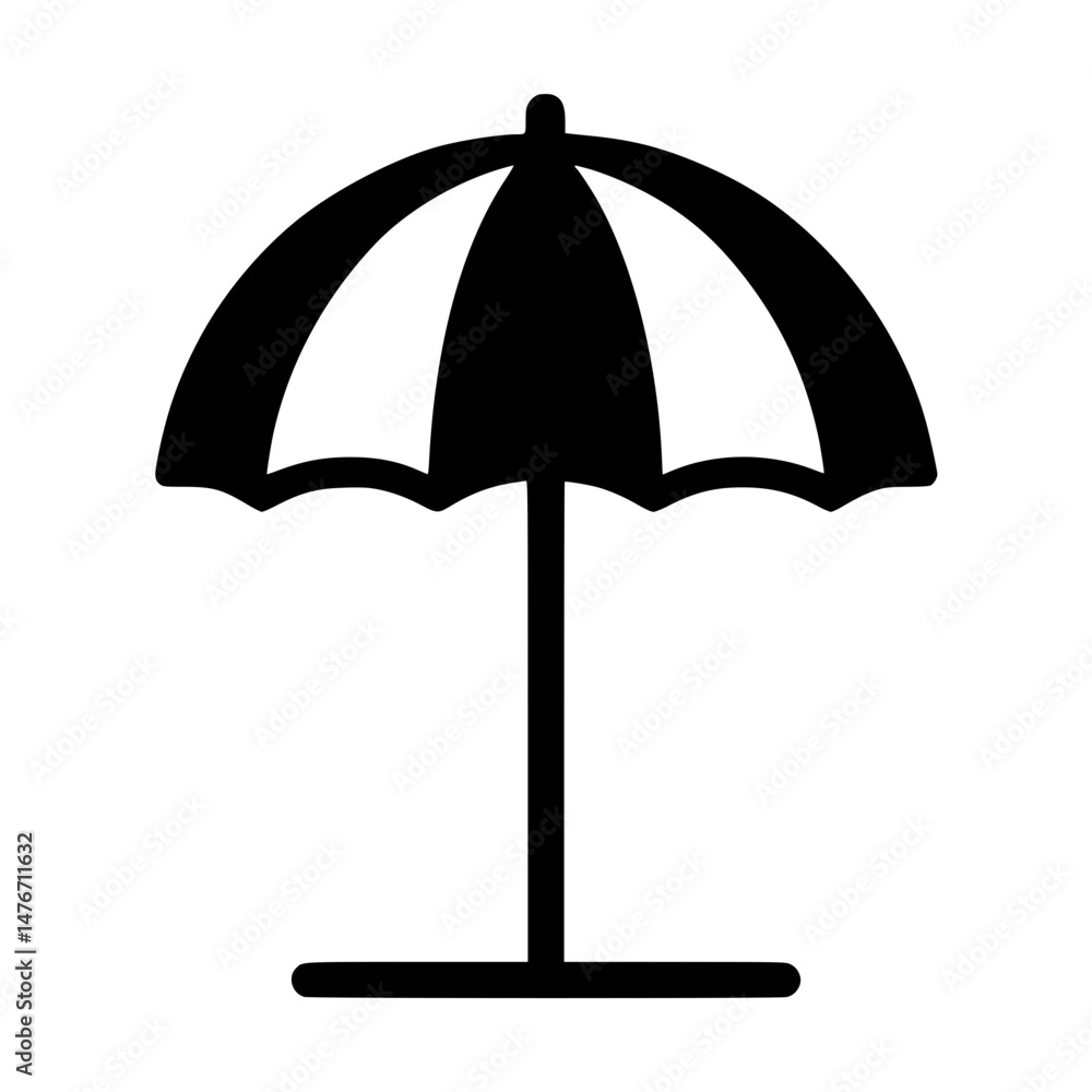 Simple Black Vector Icon of Beach Umbrella Simple Black Vector Icon of Beach Umbrella