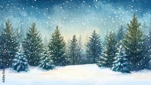 Wallpaper Mural Winter forest scene with falling snow. Torontodigital.ca