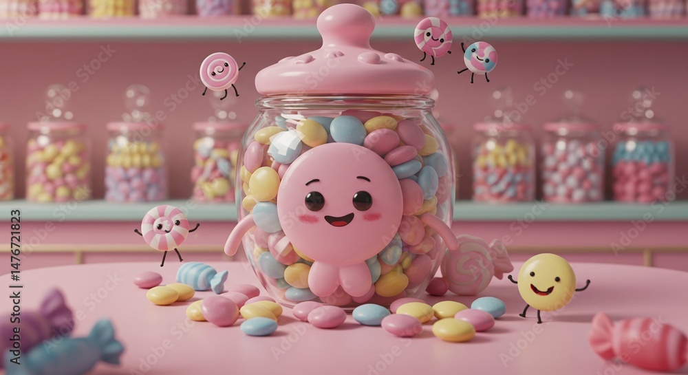 Obraz premium Cute Candy in Jar