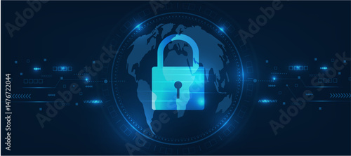 computer security concept with lock