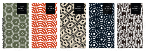 Japanese patterns vector. Geometric shape and ornamental vector patterns and swatches. Design for fabric , wallpaper, banners and cover background.