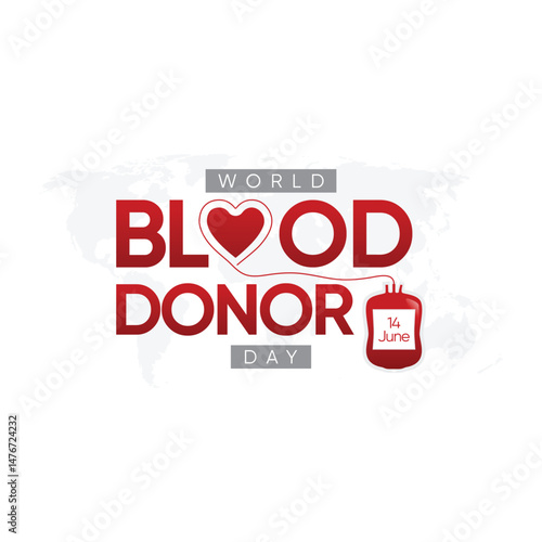world blood donor day. world blood donor day typography design, give blood and save life. blood donor day creative design june 14.
