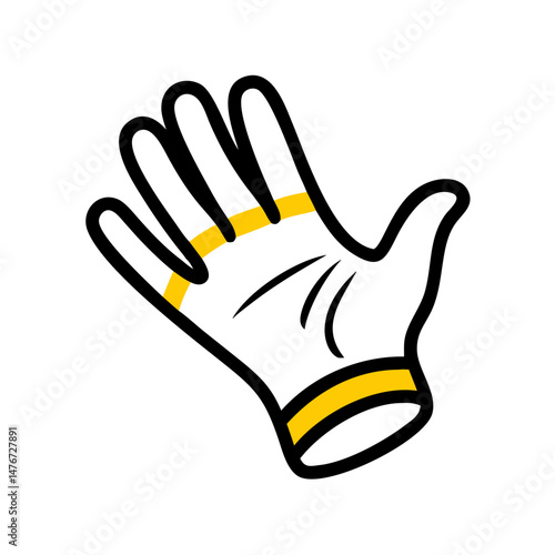 Medical glove with yellow stripes in flat design style  