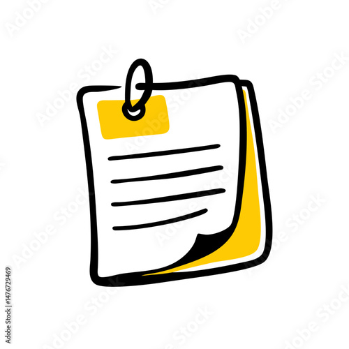 Sticky note with blank lines and yellow corner for reminders  