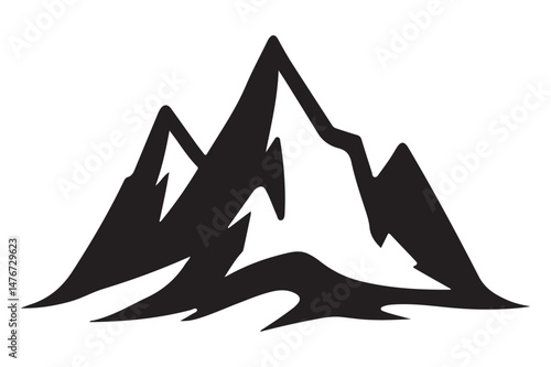 Adventure-inspired mountain silhouette perfect for t-shirts and decals