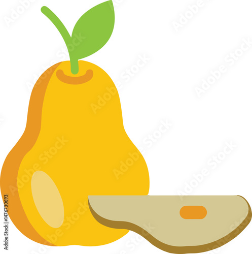 Pear icon design vector Vector, pear with leaf