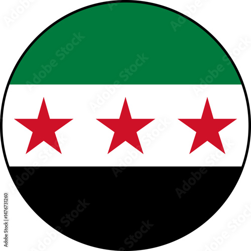 Syrian flag icon on transparent background. Flag of Syria. Vector icon with black outline around the flag