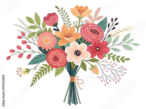 A stunning and colorful bouquet of flowers creating a vibrant spring design