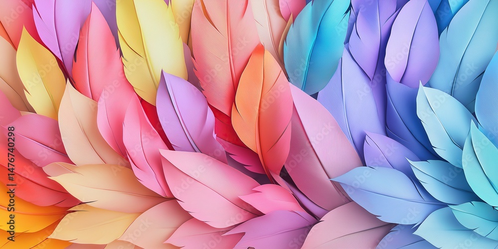 custom made wallpaper toronto digitalColorful Arch-Shaped Paper Feathers Background: Elegant and Dreamy Pattern with Soft Pastels and Vibrant Hues