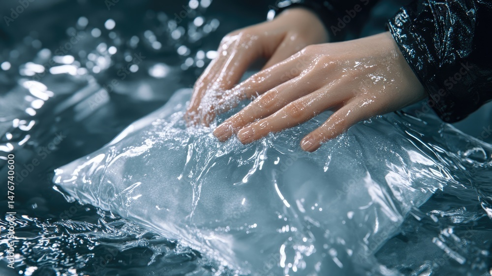 Fototapeta premium Testing waterproof capability by brushing on damp napkin