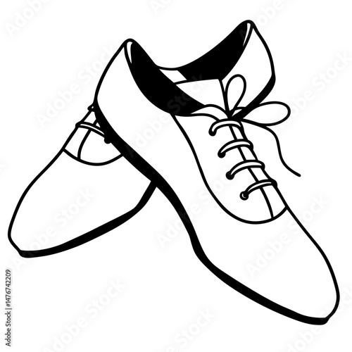 Black Jazz Shoes Silhouette Vector on White Background