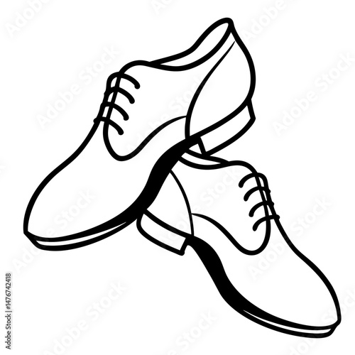 Black Jazz Shoes Silhouette Vector on White Background