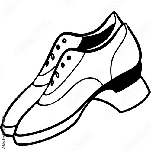 Black Jazz Shoes Silhouette Vector on White Background