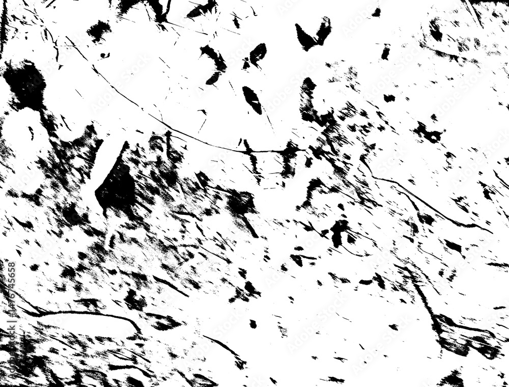 Obraz premium Abstract grunge black and white distressed wall texture background, Black and White Grunge Texture Background, Distressed Concrete Surface Texture, Isolated on transparent background, PNG