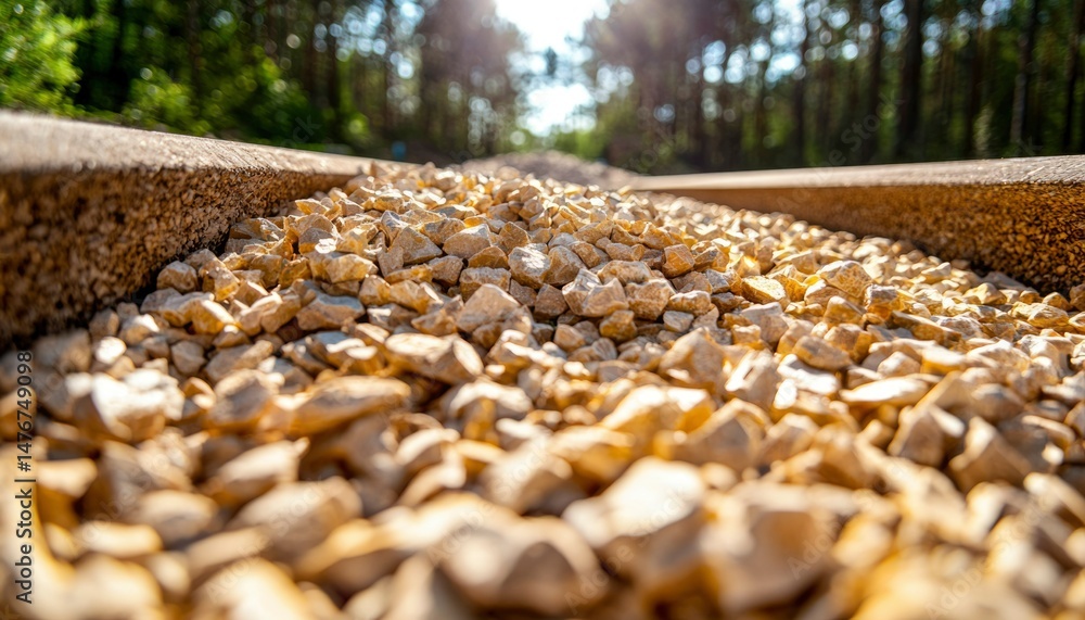 Obraz premium Light beige gravel path in woods
