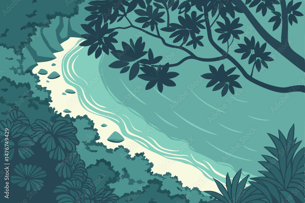 custom made wallpaper toronto digital123 intricate, detailed, concentric, spiral, layered, vibrant, emerald green leaves, calm, tranquil, turquoise blue waters, atmospheric lighting, natural landscape, aerial view, drone shot