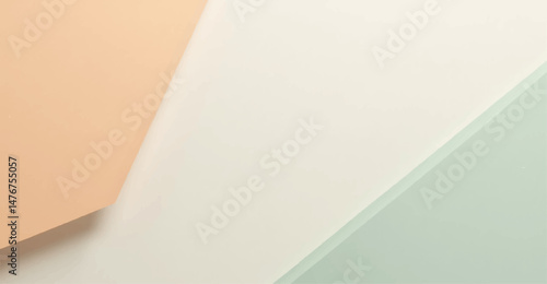 Abstract tight orange soft pale dusty green sage grey white abstract pattern background. Geometric shape. Line stripe angle facet triangle fold. Color gradient. Noise grain. Business, tech. Design.