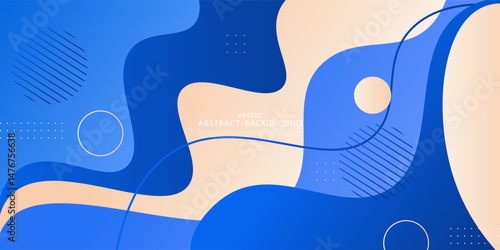 Colorful blue geometric business banner design. Creative banner design with wave and line shape as template. Simple design on white horizontal banner. Vector Eps10