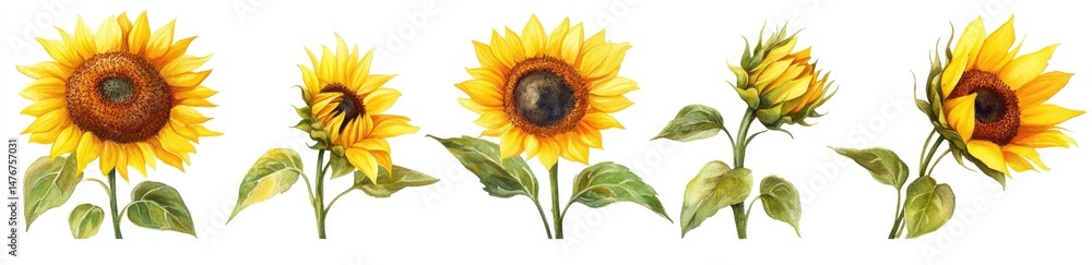 Obraz premium Watercolor Sunflower Collection