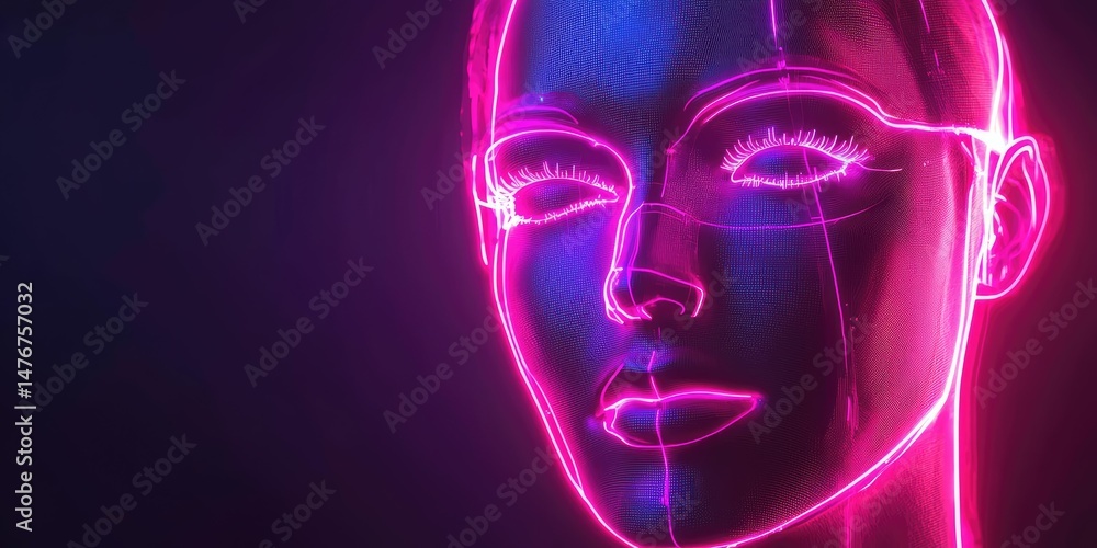 Realistic 3D neon face chart with customer sentiment Realistic 3D neon face chart with customer sentiment