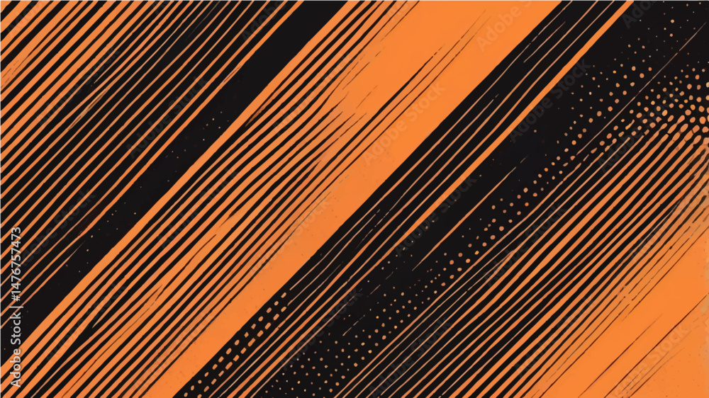 Abstract vector black orange comic style halftone zoom lines background. Abstract vector black orange comic style halftone zoom lines background.