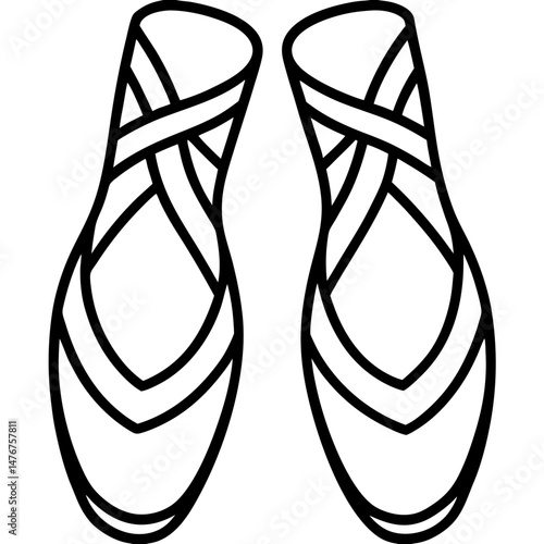 Pointe Shoes Silhouette Vector on White