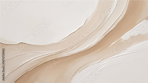 Abstract texture background in white and beige shades. Hand painted textured acrylic template. Neutral illustration with paint brush strokes. Contemporary minimal artwork. Modern canvas painting.