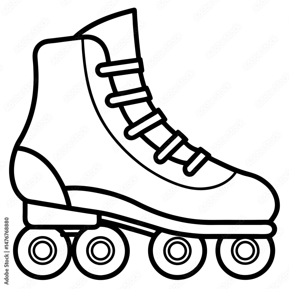 Inline Skates Silhouette Vector on White Inline Skates Silhouette Vector on White