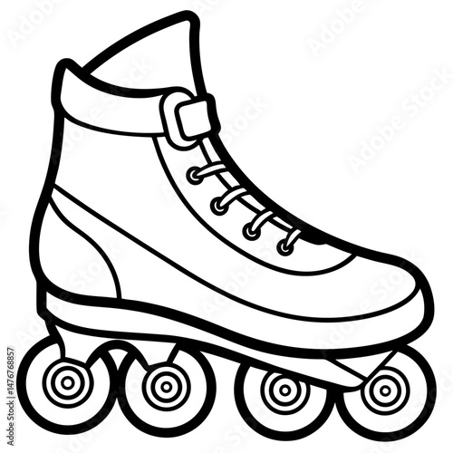 Inline Skates Silhouette Vector on White