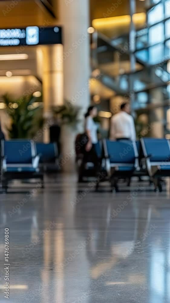 Travel suitcase waiting in a modern airport terminal during busy hours with passengers in the background Travel suitcase waiting in a modern airport terminal during busy hours with passengers in the background