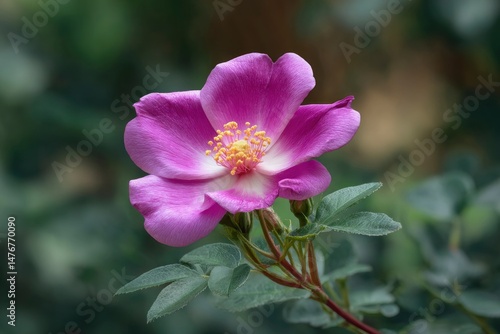 Single Purple Rose Bloom: Delicate Petals, Serene Garden